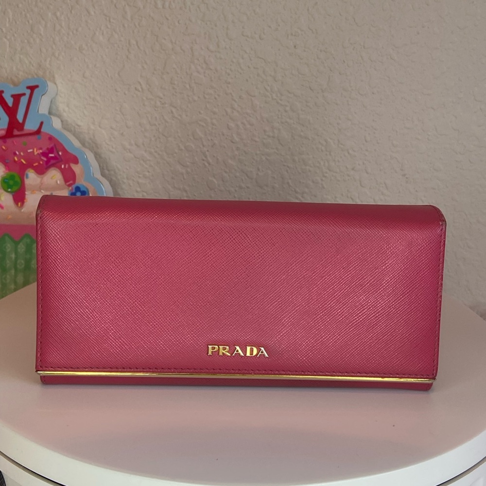 PRADA Saffiano Fuchsia Long Wallet